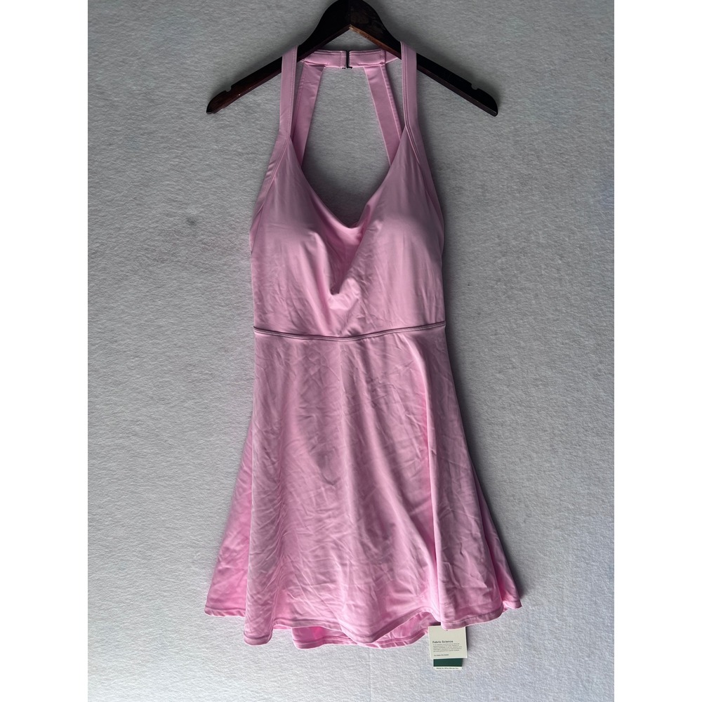 Halara Softlyzero Airy Exercise Dress Pink Halter Backless Tennis Dress NWT